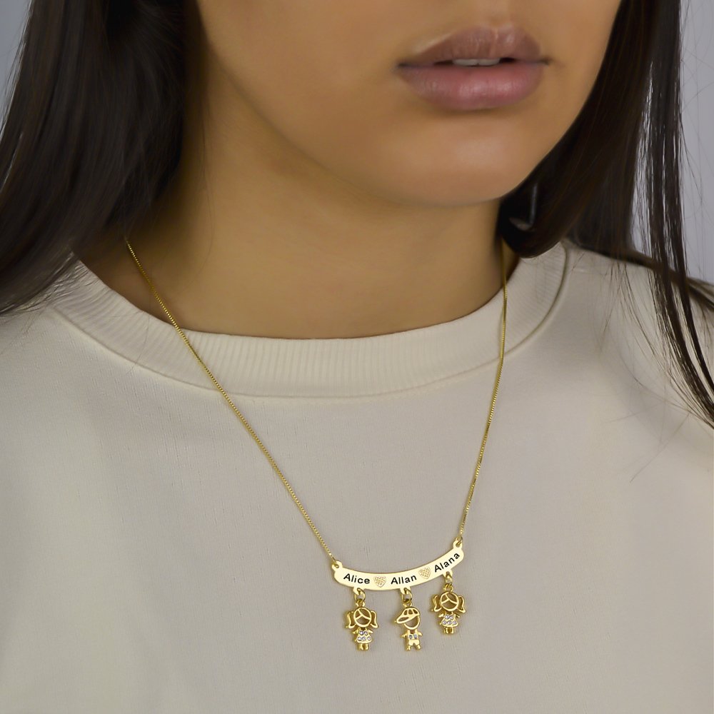 Colar Canga Coração, com Filhos d...